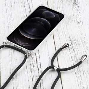 iPhone 13 Pro Max Θήκη με Λουράκι Four-corner Shockproof Transparent TPU Protective Case with Lanyard Black