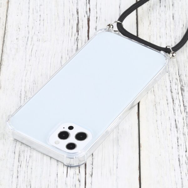 iPhone 13 Pro Max Θήκη με Λουράκι Four-corner Shockproof Transparent TPU Protective Case with Lanyard Black