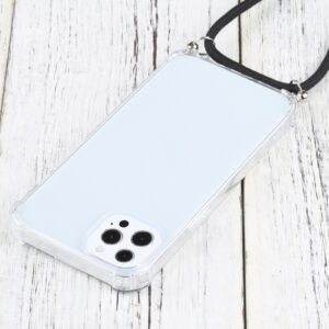 iPhone 13 Pro Θήκη με Λουράκι Four-corner Shockproof Transparent TPU Protective Case with Lanyard Black