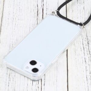 iPhone 13 mini Four-corner Shockproof Transparent TPU Protective Case with Lanyard Black