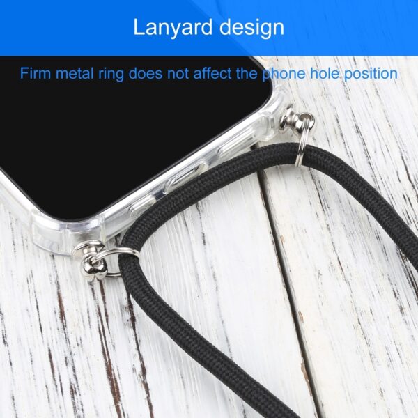 iPhone 13 mini Four-corner Shockproof Transparent TPU Protective Case with Lanyard Black