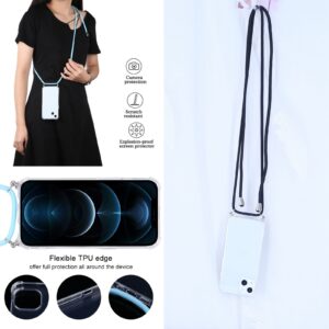 iPhone 13 Θήκη με Λουράκι Four-corner Shockproof Transparent TPU Protective Case with Lanyard Black