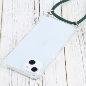 iPhone 13 Θήκη με Λουράκι Four-corner Shockproof Transparent TPU Protective Case with Lanyard Dark Green