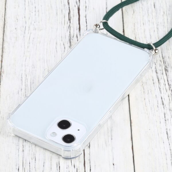 iPhone 13 Θήκη με Λουράκι Four-corner Shockproof Transparent TPU Protective Case with Lanyard Dark Green