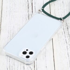 iPhone 13 Pro Θήκη με Λουράκι Four-corner Shockproof Transparent TPU Protective Case with Lanyard Dark Green