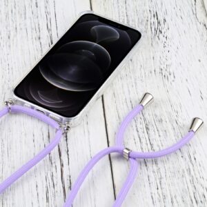 iPhone 13 Pro Θήκη με Λουράκι Four-corner Shockproof Transparent TPU Protective Case with Lanyard Purple