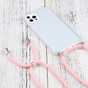 iPhone 13 Pro Θήκη με Λουράκι Four-corner Shockproof Transparent TPU Protective Case with Lanyard Pink