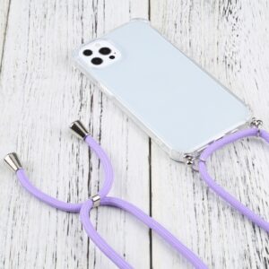 iPhone 13 Pro Max Θήκη με Λουράκι Four-corner Shockproof Transparent TPU Protective Case with Lanyard Purple