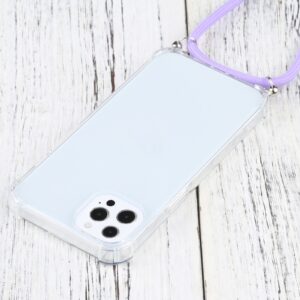 iPhone 13 Pro Max Θήκη με Λουράκι Four-corner Shockproof Transparent TPU Protective Case with Lanyard Purple
