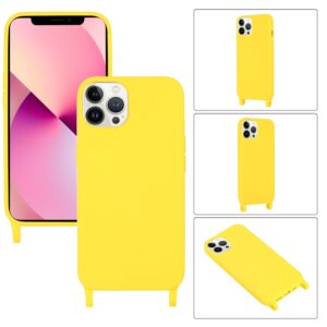 iPhone 13 Pro Max Θήκη με Λουράκι Crossbody Lanyard Elastic Silicone Phone Case Yellow