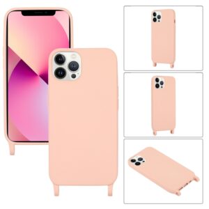 iPhone 13 Pro Max Θήκη με Λουράκι Crossbody Lanyard Elastic Silicone Phone Case Pink