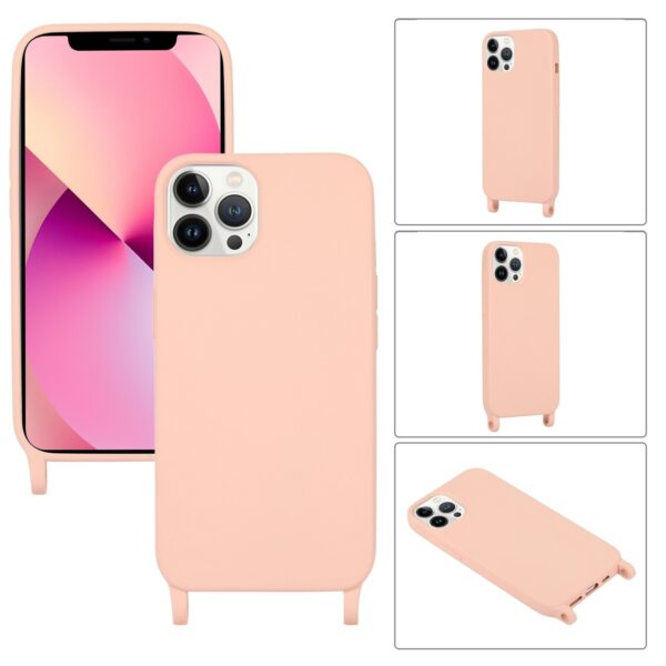 iPhone 13 Pro Max Θήκη με Λουράκι Crossbody Lanyard Elastic Silicone Phone Case Pink