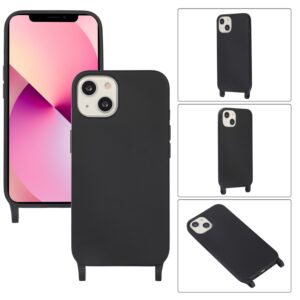 iPhone 13 Pro Θήκη με Λουράκι Crossbody Lanyard Elastic Silicone Phone Case Black