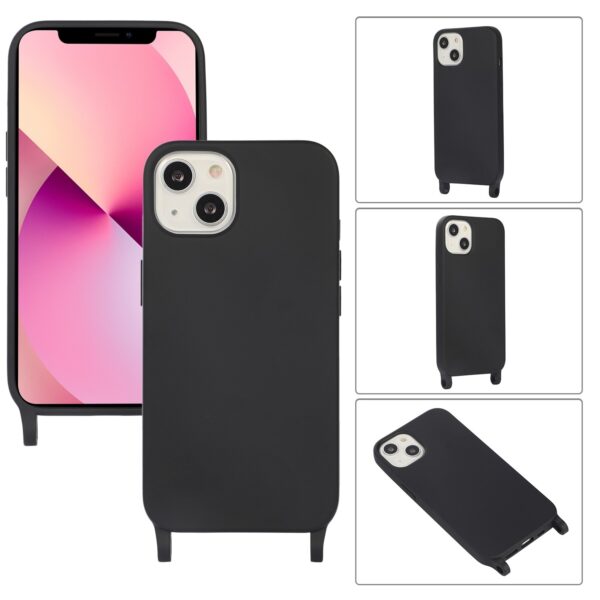iPhone 13 Pro Θήκη με Λουράκι Crossbody Lanyard Elastic Silicone Phone Case Black
