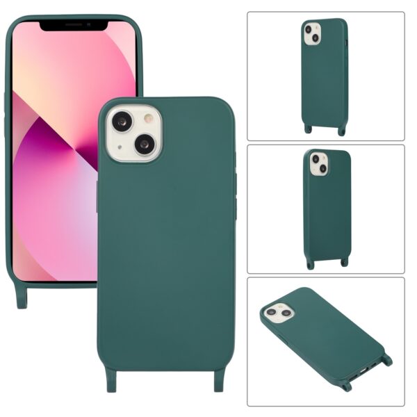iPhone 13 Pro Θήκη με Λουράκι Crossbody Lanyard Elastic Silicone Phone Case Dark Green