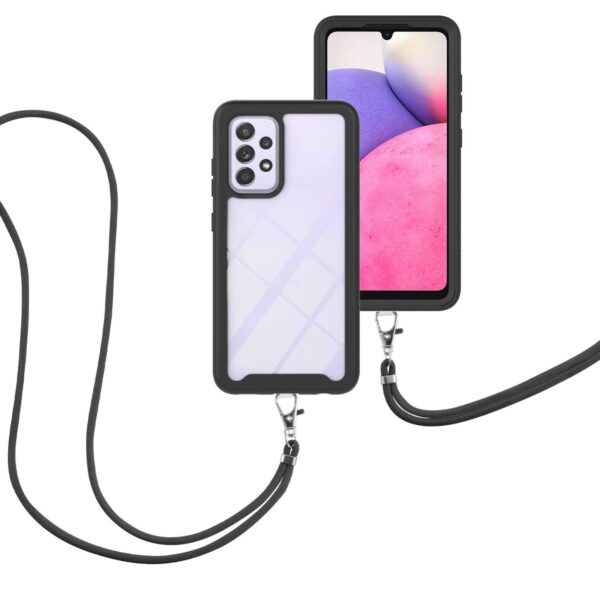 Samsung Galaxy A33 5G Θήκη Μαύρη με Λουράκι Starry Sky Solid Color Series Shockproof PC + TPU Protective Case with Neck Strap