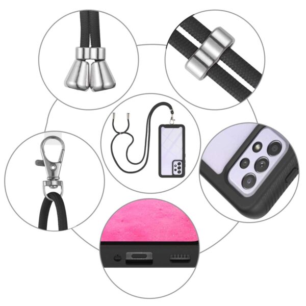 Samsung Galaxy A33 5G Θήκη Μαύρη με Λουράκι Starry Sky Solid Color Series Shockproof PC + TPU Protective Case with Neck Strap