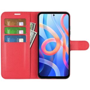 Xiaomi Poco M4 Pro 5G Θήκη Βιβλίο Κόκκινο Litchi Texture Horizontal Flip Protective Case Red