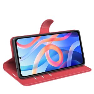 Xiaomi Poco M4 Pro 5G Θήκη Βιβλίο Κόκκινο Litchi Texture Horizontal Flip Protective Case Red
