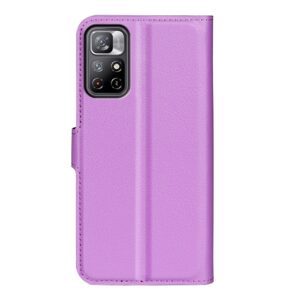 Xiaomi Poco M4 Pro 5G Θήκη Βιβλίο Μωβ Litchi Texture Horizontal Flip Protective Case Purple