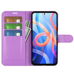 Xiaomi Poco M4 Pro 5G Θήκη Βιβλίο Μωβ Litchi Texture Horizontal Flip Protective Case Purple