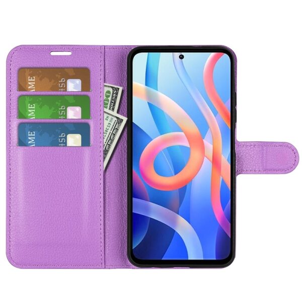 Xiaomi Poco M4 Pro 5G Θήκη Βιβλίο Μωβ Litchi Texture Horizontal Flip Protective Case Purple