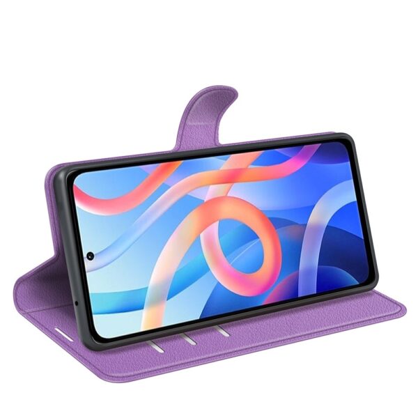 Xiaomi Poco M4 Pro 5G Θήκη Βιβλίο Μωβ Litchi Texture Horizontal Flip Protective Case Purple