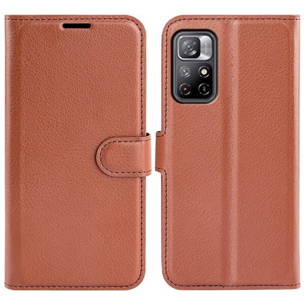 Xiaomi Poco M4 Pro 5G Θήκη Βιβλίο Καφέ Litchi Texture Horizontal Flip Protective Case Brown