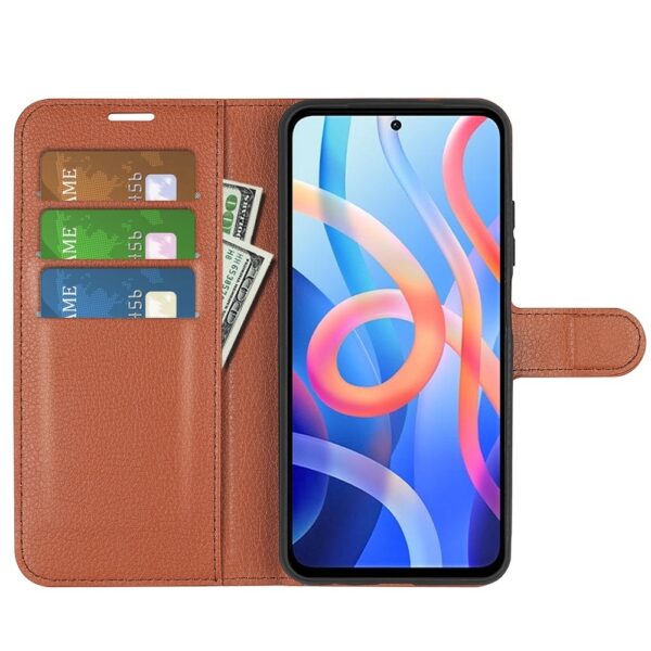 Xiaomi Poco M4 Pro 5G Θήκη Βιβλίο Καφέ Litchi Texture Horizontal Flip Protective Case Brown