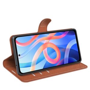 Xiaomi Poco M4 Pro 5G Θήκη Βιβλίο Καφέ Litchi Texture Horizontal Flip Protective Case Brown