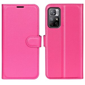Xiaomi Poco M4 Pro 5G Θήκη Βιβλίο Φούξια Litchi Texture Horizontal Flip Protective Case Fuchsia