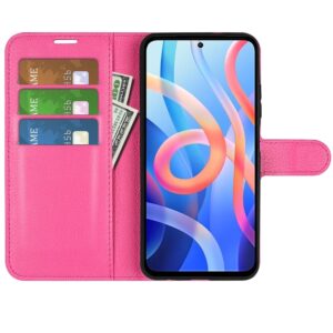 Xiaomi Poco M4 Pro 5G Θήκη Βιβλίο Φούξια Litchi Texture Horizontal Flip Protective Case Fuchsia