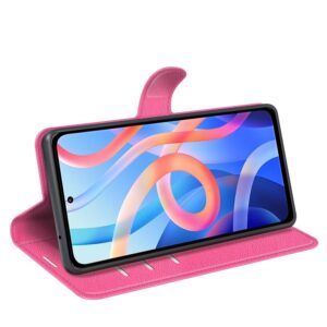 Xiaomi Poco M4 Pro 5G Θήκη Βιβλίο Φούξια Litchi Texture Horizontal Flip Protective Case Fuchsia