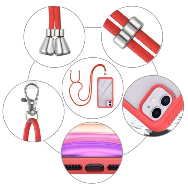 iPhone 11 Θήκη Κόκκινη με Λουράκι Starry Sky Solid Color Series Shockproof PC + TPU Protective Case with Neck Strap Red