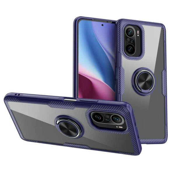 Xiaomi Poco F3 / Mi 11i Θήκη Διάφανη - Μπλε Shockproof Transparent TPU + Acrylic Protective Case with Ring Holder Blue Xiaomi Poco F3 / Mi 11i Θήκη Διάφανη - Μπλε Shockproof Transparent TPU + Acrylic Protective Case with Ring Holder Blue