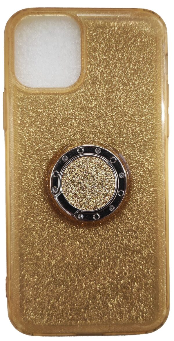 Forcell iPhone 11 Pro Ring Glitter Θήκη Σιλικόνης - Gold