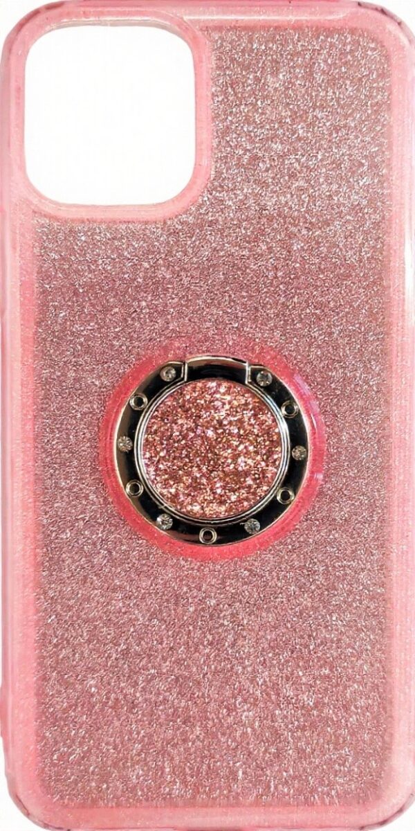 Forcell iPhone 11 Pro Ring Glitter Θήκη Σιλικόνης - Pink