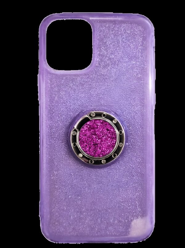 Forcell iPhone 11 Pro Ring Glitter Θήκη Σιλικόνης - Purple