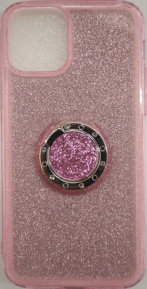 iPhone 11 Pro Θήκη Σιλικόνης Ροζ Glitter Soft Cover Case With Ring Kickstand