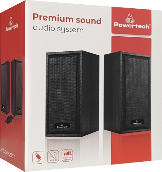 Powertech Premium Sound PT-845 Ηχεία Υπολογιστή 2.0 με Ισχύ 3W σε Μαύρο Χρώμα