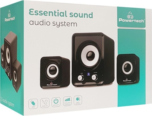 Powertech Essential Sound PT-843 Ηχεία Υπολογιστή 2.1 με Ισχύ 3W σε Μαύρο Χρώμα