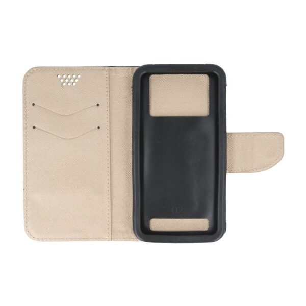 6.1'' - 6.7'' Universal Θήκη Βιβλίο Μαύρο - Χρυσό (Με εσωτερική θήκη σιλικόνης) Smart Universal Fancy Book Case Black - Gold