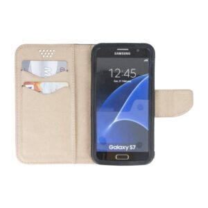 6.1'' - 6.7'' Universal Θήκη Βιβλίο Μαύρο - Χρυσό (Με εσωτερική θήκη σιλικόνης) Smart Universal Fancy Book Case Black - Gold