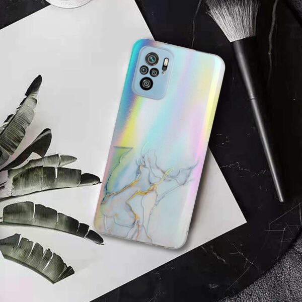 Xiaomi Redmi Note 10 4G / Note 10S / Poco M5s Θήκη Σιλικόνης Μάρμαρο Γκρι Laser Marble Pattern Clear TPU Shockproof Protective C