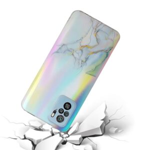 Xiaomi Redmi Note 10 4G / Note 10S / Poco M5s Θήκη Σιλικόνης Μάρμαρο Γκρι Laser Marble Pattern Clear TPU Shockproof Protective C