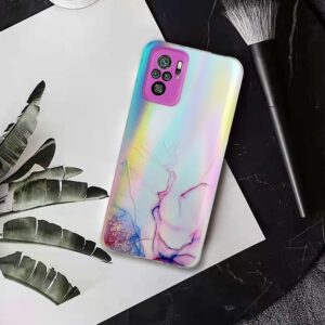 Xiaomi Redmi Note 10 4G / Note 10S / Poco M5s Θήκη Σιλικόνης Μάρμαρο Ροζ Laser Marble Pattern Clear TPU Shockproof Protective Ca