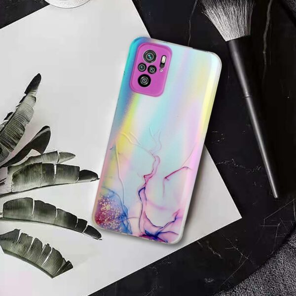 Xiaomi Redmi Note 10 4G / Note 10S / Poco M5s Θήκη Σιλικόνης Μάρμαρο Ροζ Laser Marble Pattern Clear TPU Shockproof Protective Ca