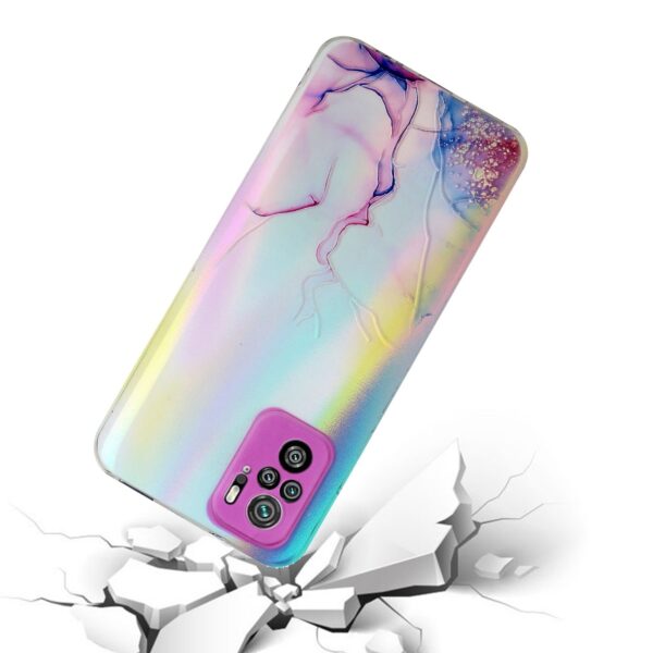Xiaomi Redmi Note 10 4G / Note 10S / Poco M5s Θήκη Σιλικόνης Μάρμαρο Ροζ Laser Marble Pattern Clear TPU Shockproof Protective Ca