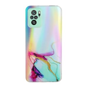 Xiaomi Redmi Note 10 4G / Note 10S / Poco M5s Θήκη Σιλικόνης Μάρμαρο Πράσινο Laser Marble Pattern Clear TPU Shockproof Protectiv