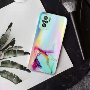 Xiaomi Redmi Note 10 4G / Note 10S / Poco M5s Θήκη Σιλικόνης Μάρμαρο Πράσινο Laser Marble Pattern Clear TPU Shockproof Protectiv